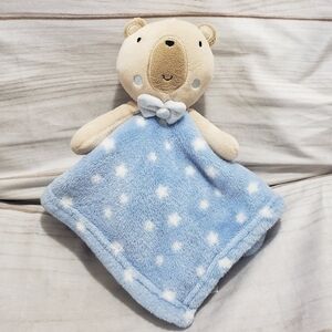 Jainco Tan Blue Teddy Bear Star Print Lovey Mini Security Blanket 13 Inch Square